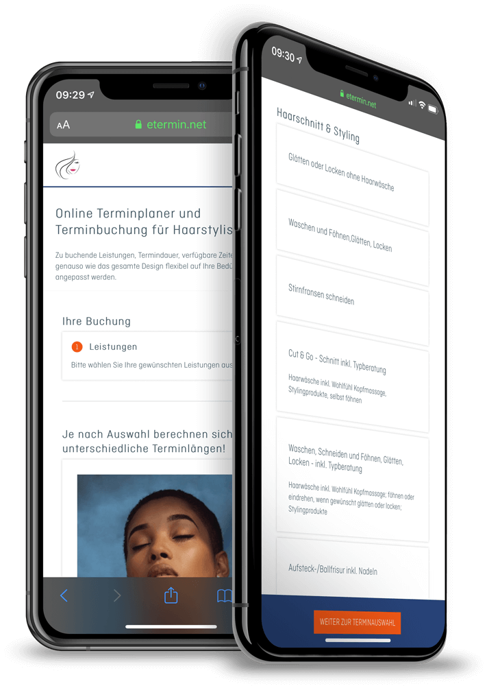 Digitaler Salonkalender samt Online Terminbuchung für Friseure / Coiffeure von eTermin