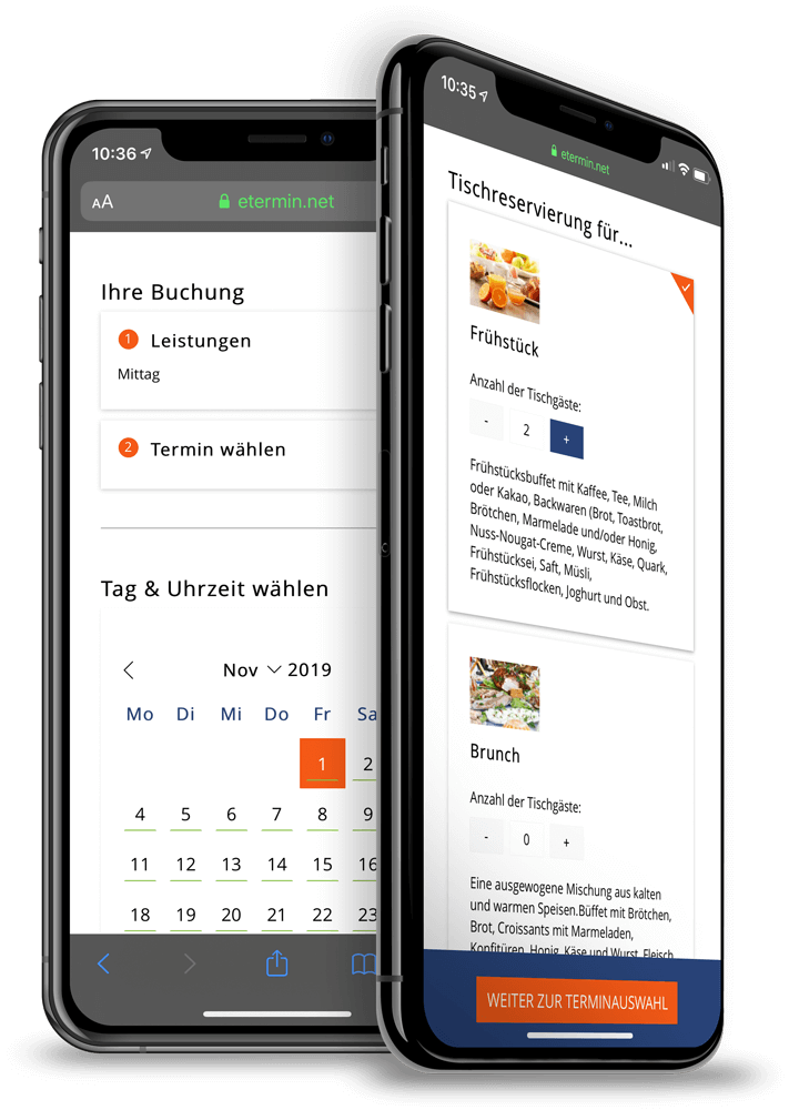 Online-Tischreservierung für Restaurants und Gaststätten von eTermin